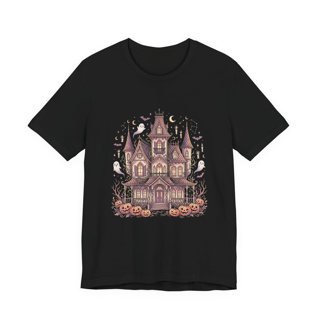 Haunted House Halloween Tee – Spooky Pumpkin & Ghost Graphic T-Shirt