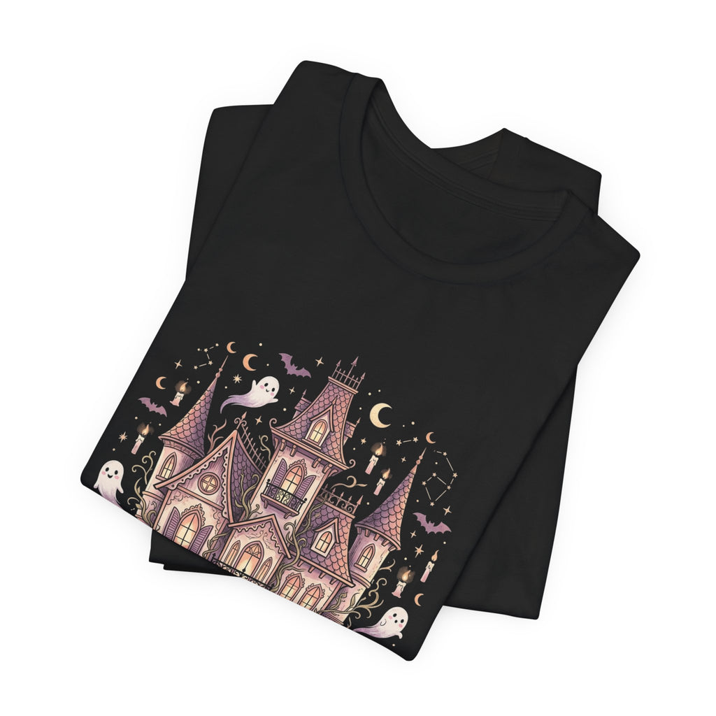 Haunted House Halloween Tee – Spooky Pumpkin & Ghost Graphic T-Shirt