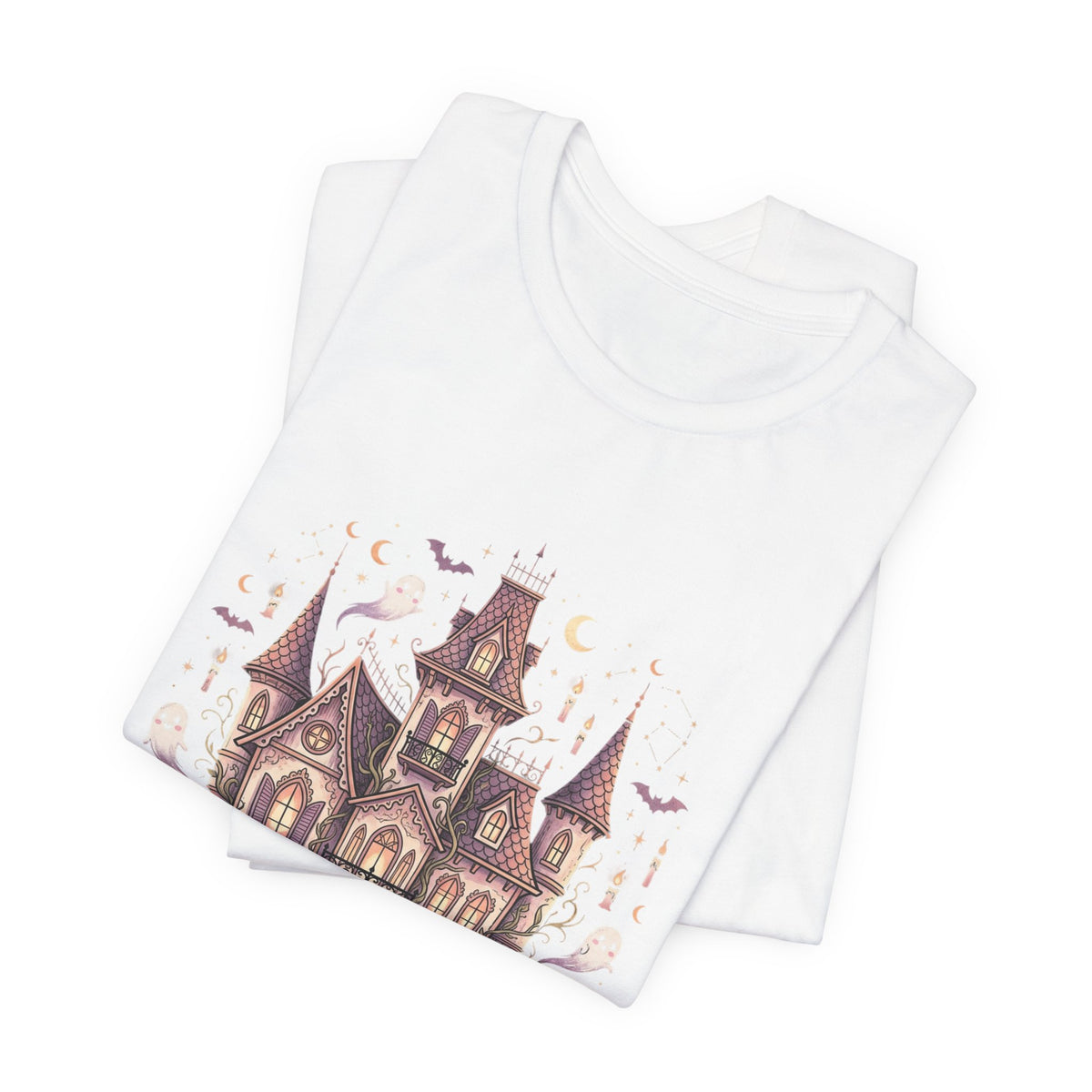 Haunted House Halloween Tee – Spooky Pumpkin & Ghost Graphic T-Shirt