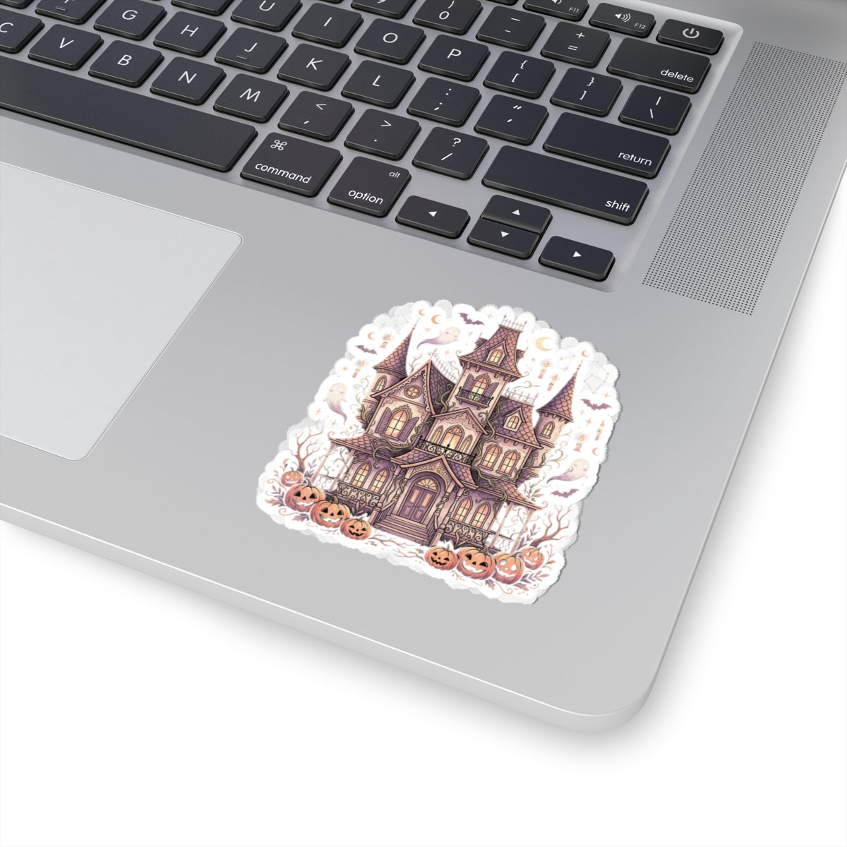 Haunted Victorian Mansion Sticker — Halloween Kiss-Cut Pumpkin Laptop Decal