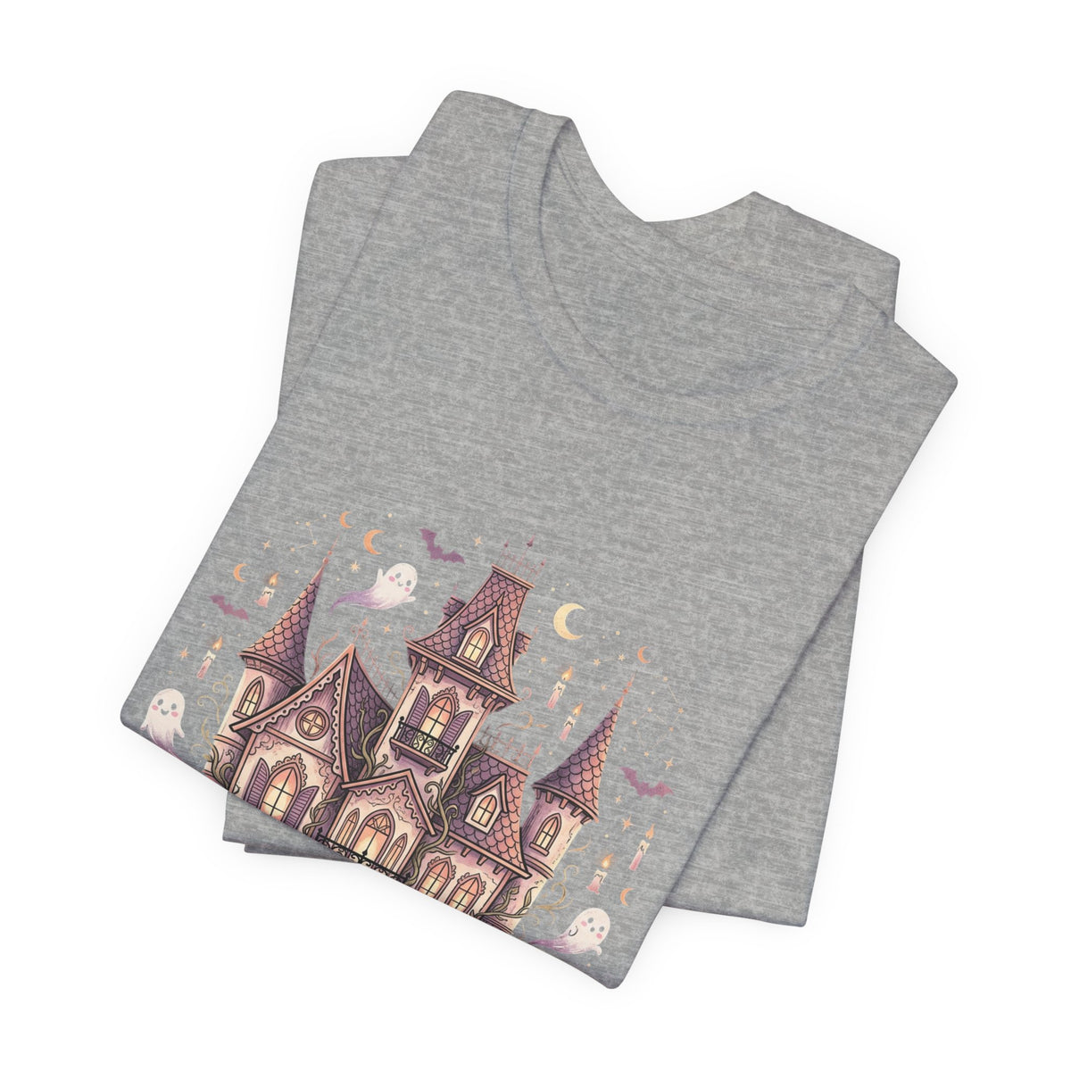 Haunted House Halloween Tee – Spooky Pumpkin & Ghost Graphic T-Shirt