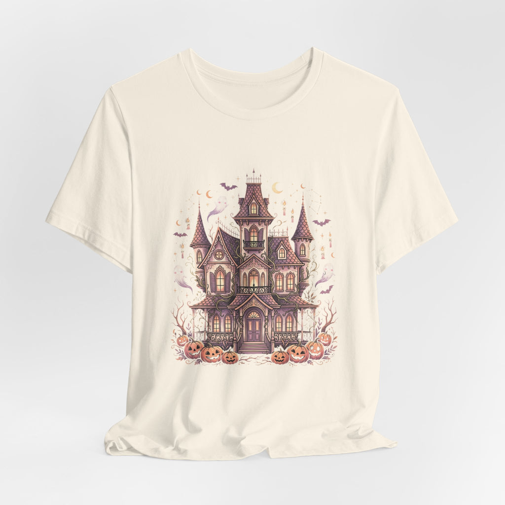 Haunted House Halloween Tee – Spooky Pumpkin & Ghost Graphic T-Shirt