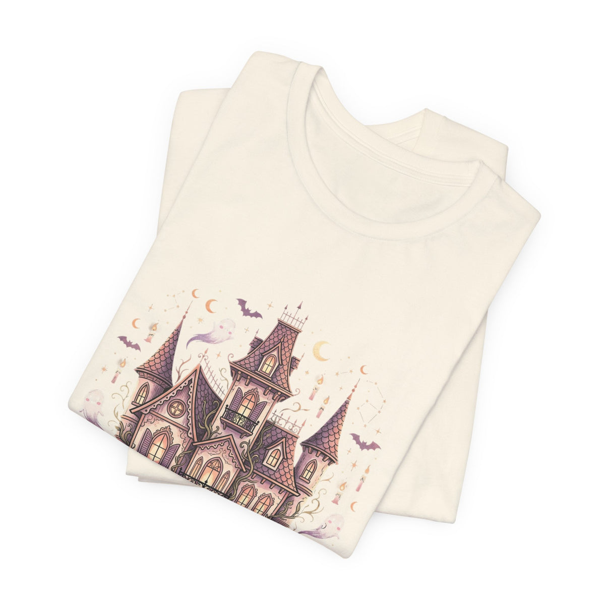 Haunted House Halloween Tee – Spooky Pumpkin & Ghost Graphic T-Shirt
