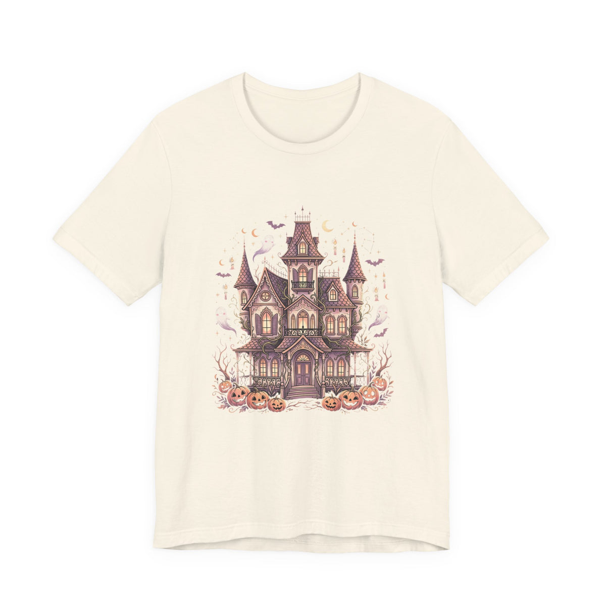 Haunted House Halloween Tee – Spooky Pumpkin & Ghost Graphic T-Shirt