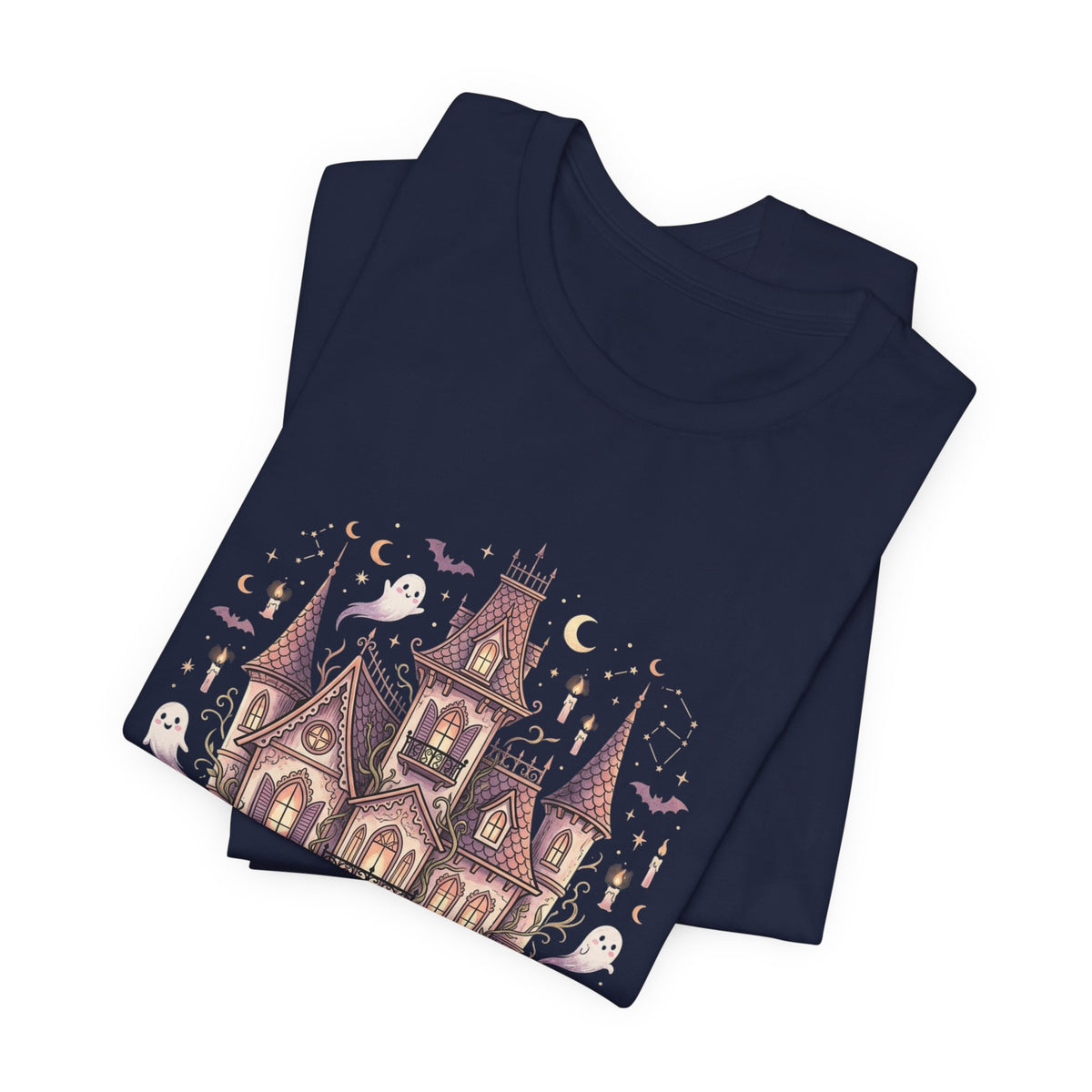 Haunted House Halloween Tee – Spooky Pumpkin & Ghost Graphic T-Shirt