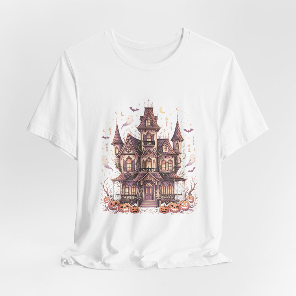 Haunted House Halloween Tee – Spooky Pumpkin & Ghost Graphic T-Shirt