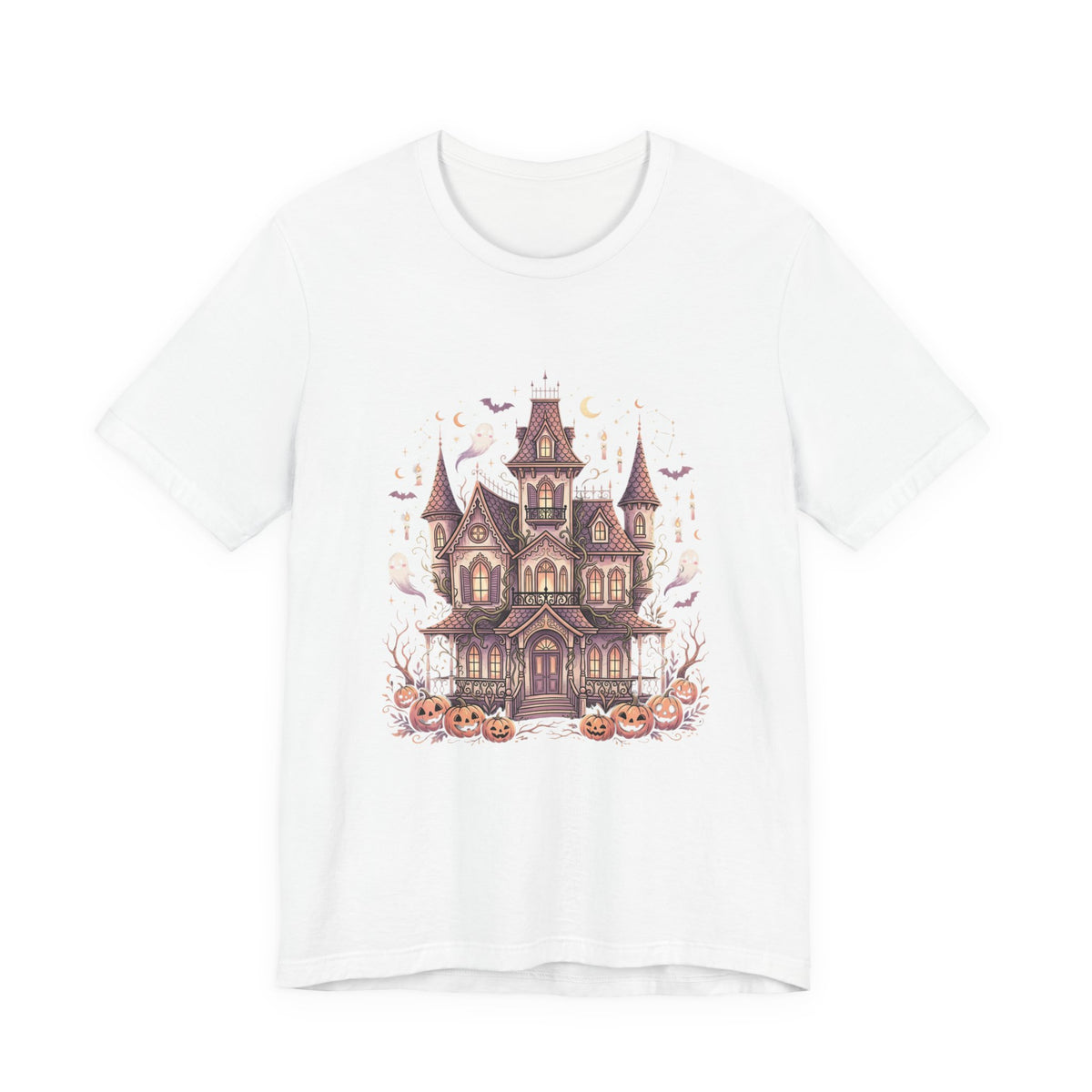 Haunted House Halloween Tee – Spooky Pumpkin & Ghost Graphic T-Shirt
